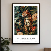 Leopard in 19th-Century Botanical Style: Artistic Poster