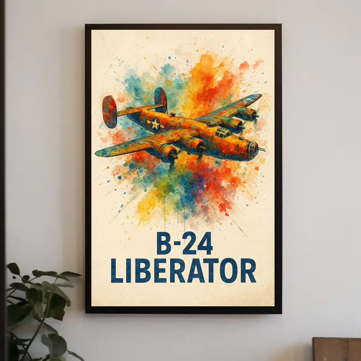 B-24 Liberator WWII Airplane Art Poster Print