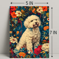 Fluffy Dog in Flower Garden Animal Poster