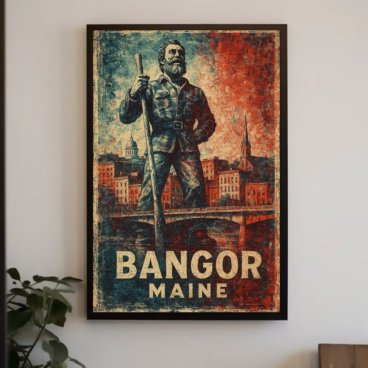 Bangor Maine Rustic Cityscape Wanderlust Poster