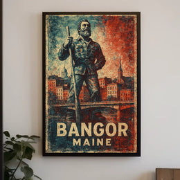 Bangor Maine Rustic Cityscape Wanderlust Poster
