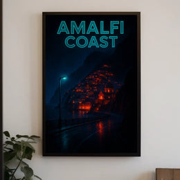 Amalfi Coast At Night Poster Wall Art Print Gallery Quality