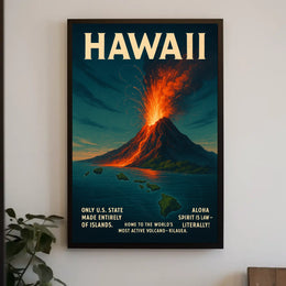 Hawaii Volcano Adventure Vintage Travel Poster Print