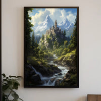 Enchanted Mountain Castle Poster PosterGoat