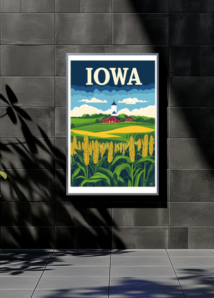 Iowa Farm Landscape Vintage Style Poster