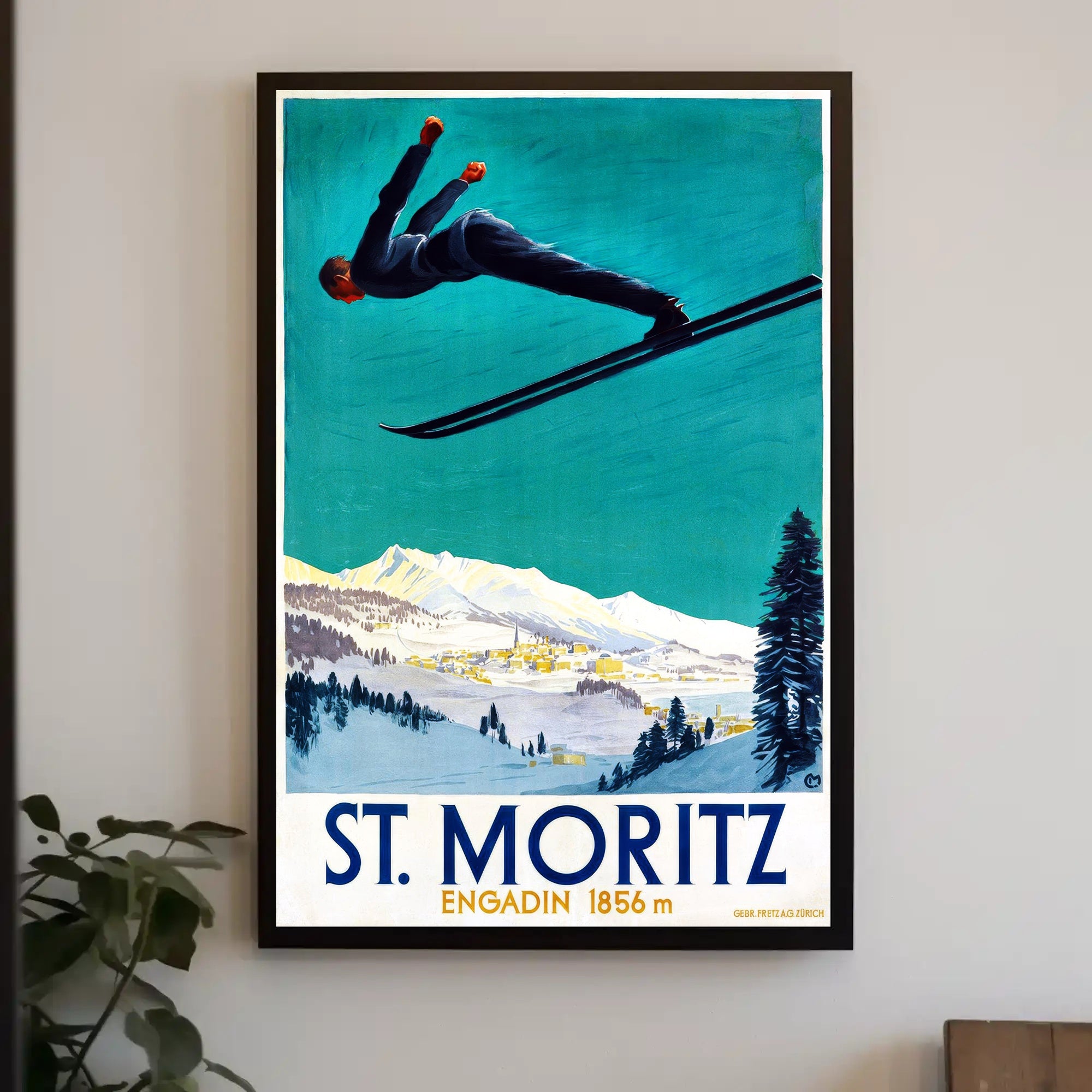 Ski Jumper Adventure in St. Moritz Sports Poster PosterGoat