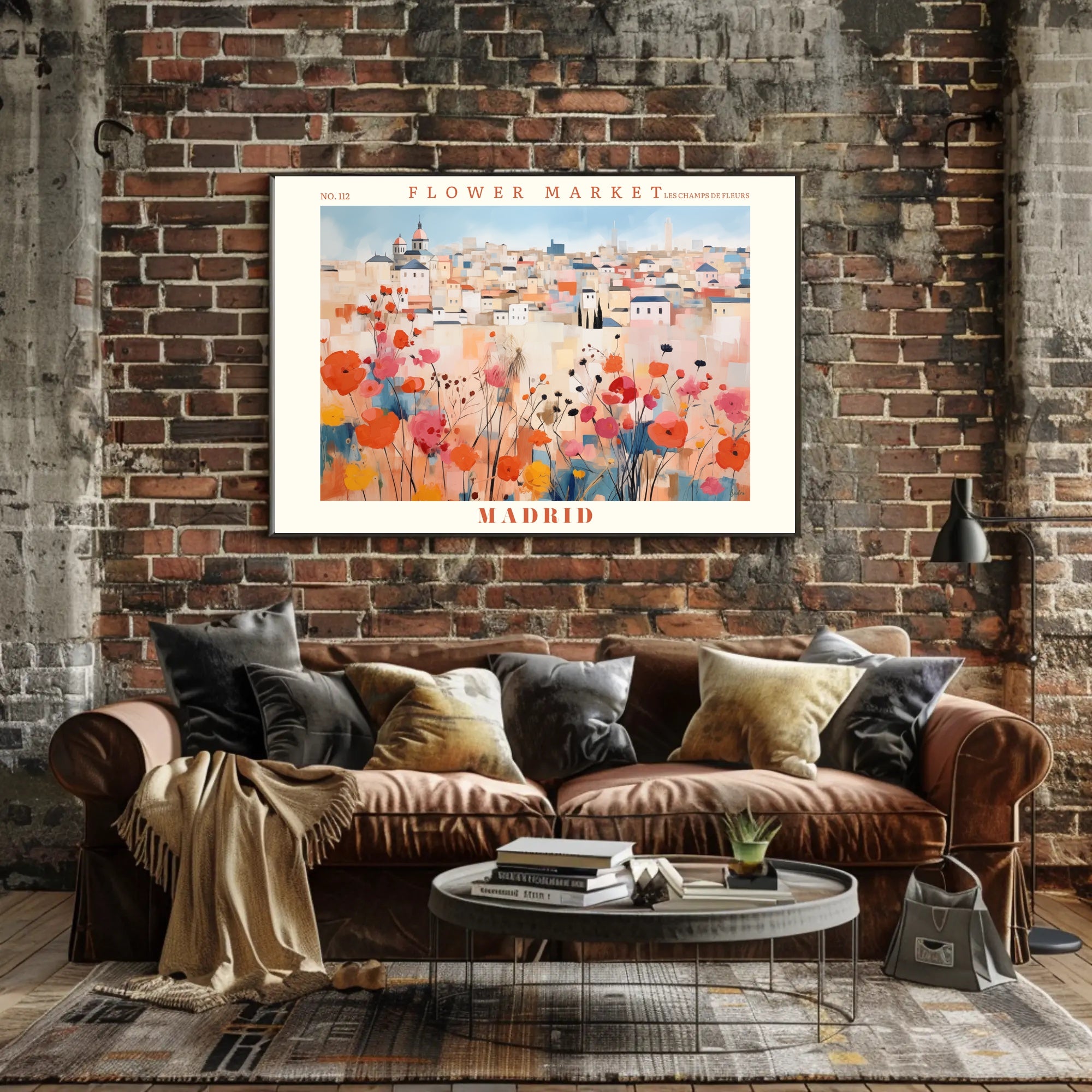 Madrid Flower Market Scene: Urban or Cityscape Poster