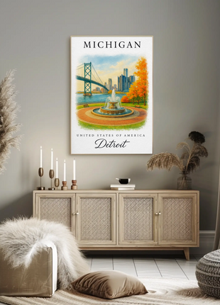Michigan, Detroit Signature Series Vintage Travel Poster