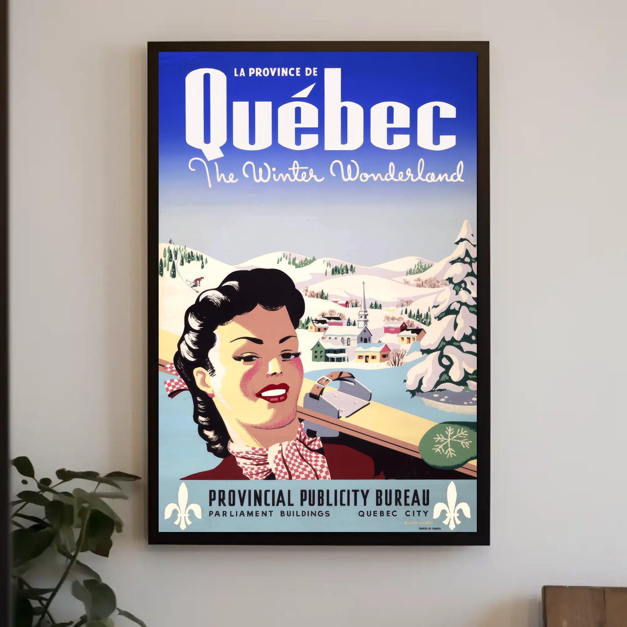 Vintage Québec Winter Wonderland Travel Poster PosterGoat