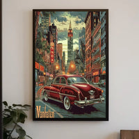Midcentury Manhattan City Streets Poster Vintage Wall Art