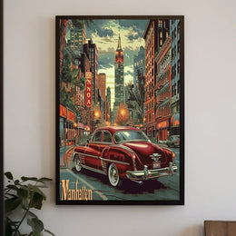 Midcentury Manhattan City Streets Poster Vintage Wall Art