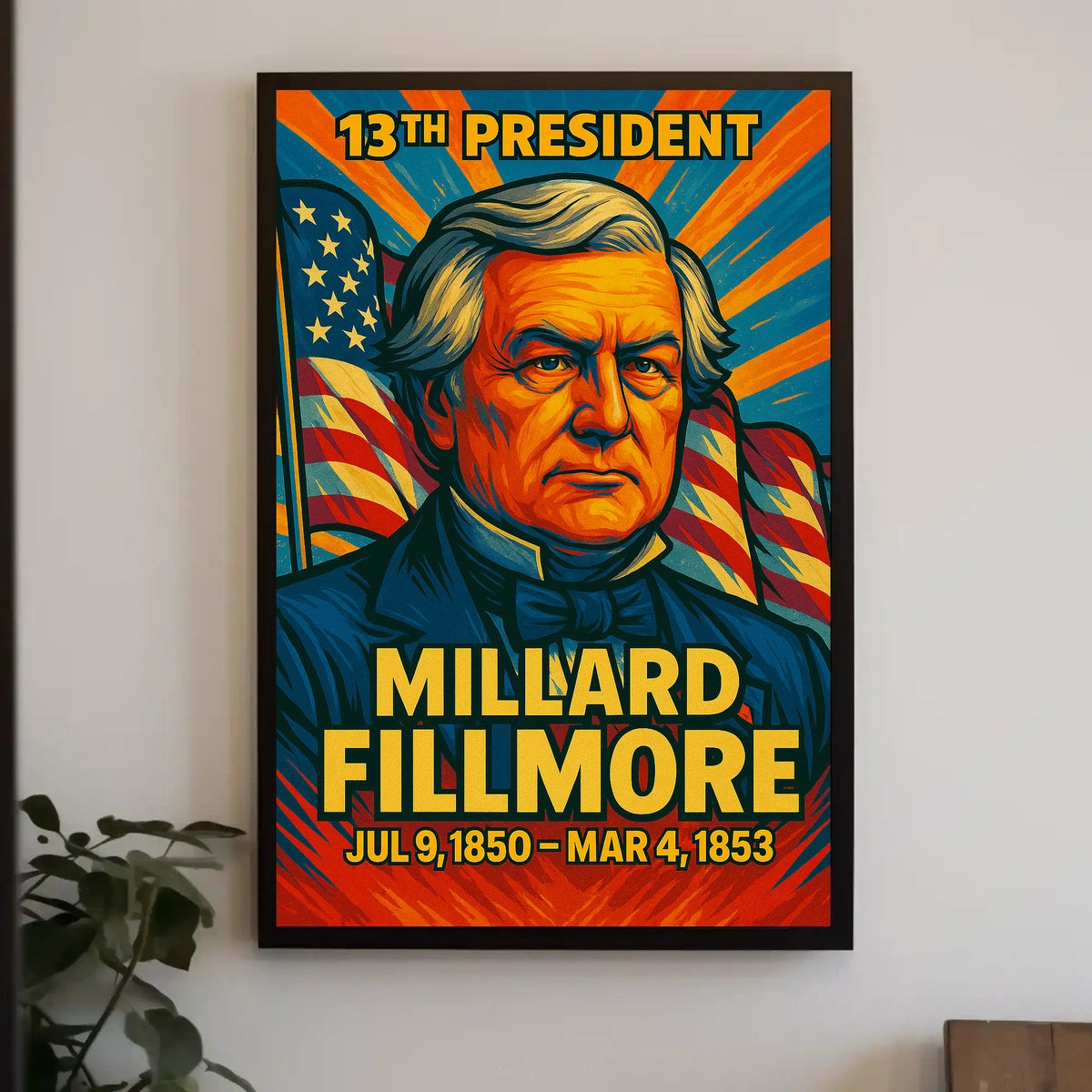 Millard Fillmore 13th President of the United States Colorful Comic Book Style Poster