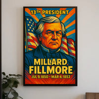 Millard Fillmore 13th President of the United States Colorful Comic Book Style Poster