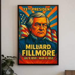 Millard Fillmore 13th President of the United States Colorful Comic Book Style Poster