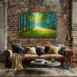 Serene Forest Pathway Impressionistic Art Poster