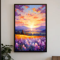 Vibrant Sunset Over Fields Poster