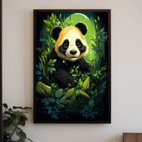 Panda Cub in Lush Greenery Poster Art