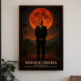 Red Moon Man East Asian Artistic Poster