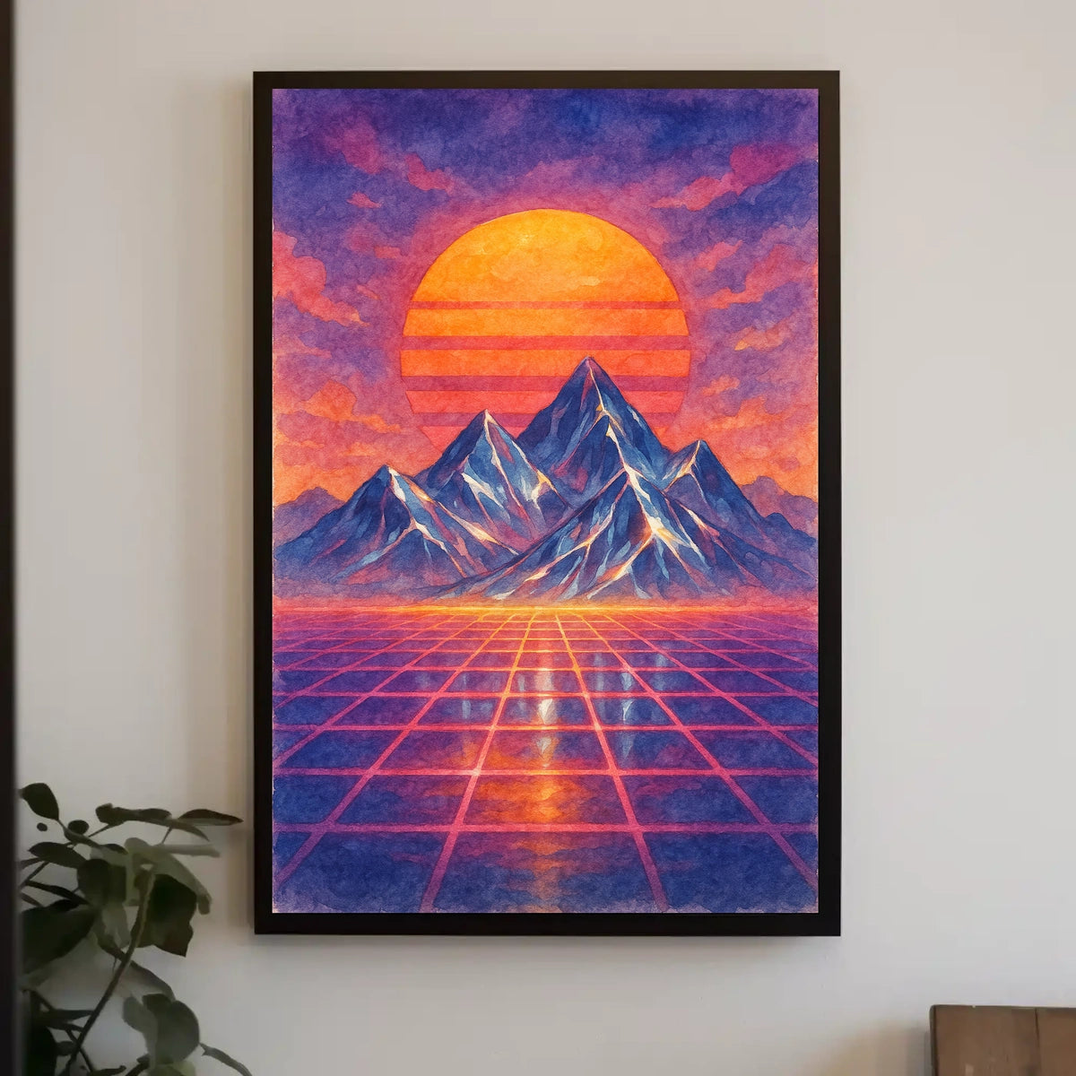 Vibrant Surreal Landscape with Retro-Futuristic Aesthetic Futuristic Sci-Fi Poster