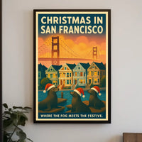 San Francisco Christmas Cityscape Festive Scenic Travel Lovers Home Decor Poster