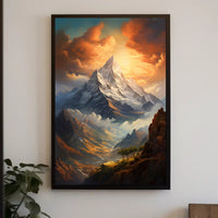 Majestic Mountain Landscape Poster with Romantic Realism Style