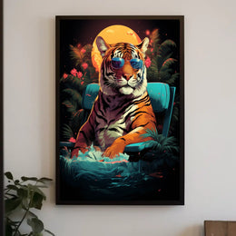 Cool Tiger in Sunglasses: Artistic Animal Poster