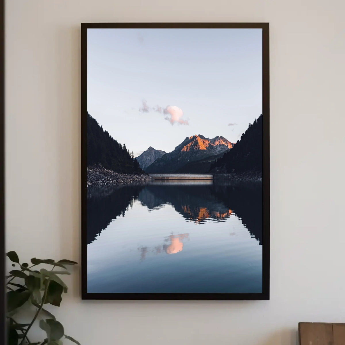 Serene Mountain Landscape at Dusk Photorealistic Poster