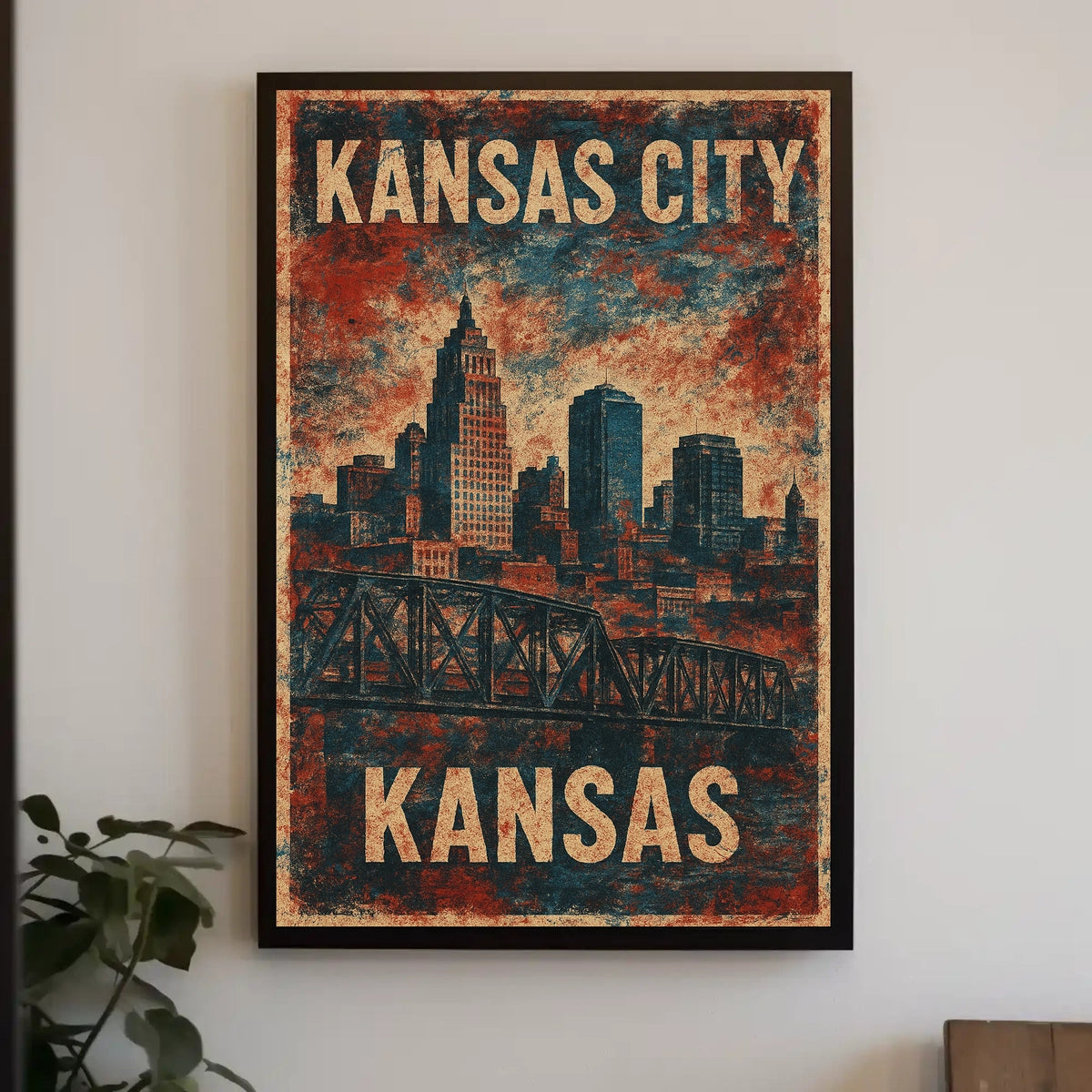Kansas City Skyline Vintage Nostalgic Poster