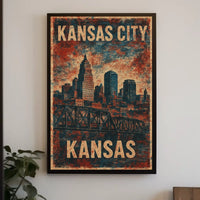 Kansas City Skyline Vintage Nostalgic Poster