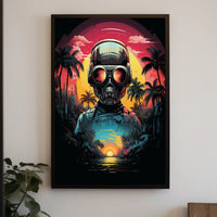 Futuristic Explorer At Sunset Poster