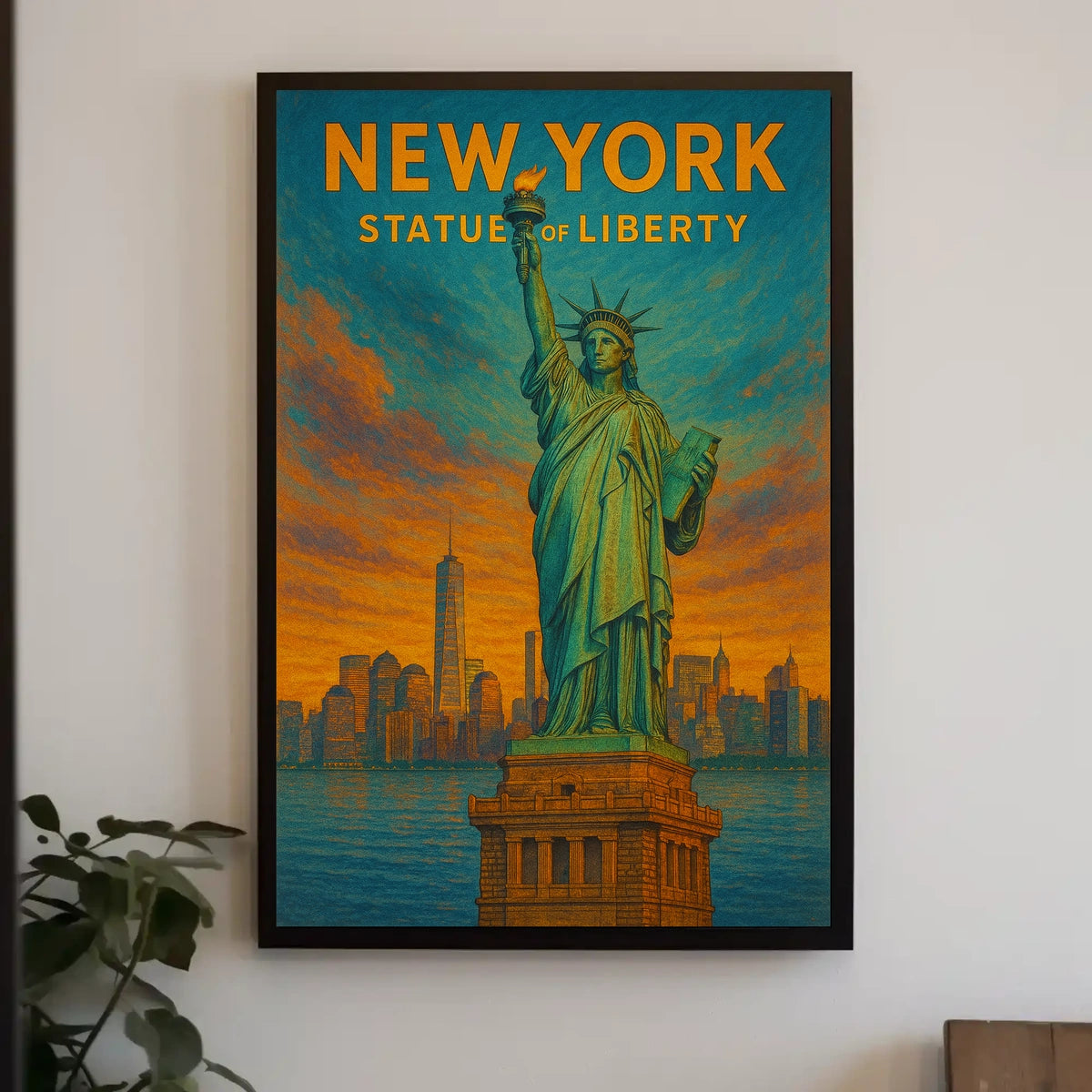 New York Statue of Liberty Poster Abstract Wall Art