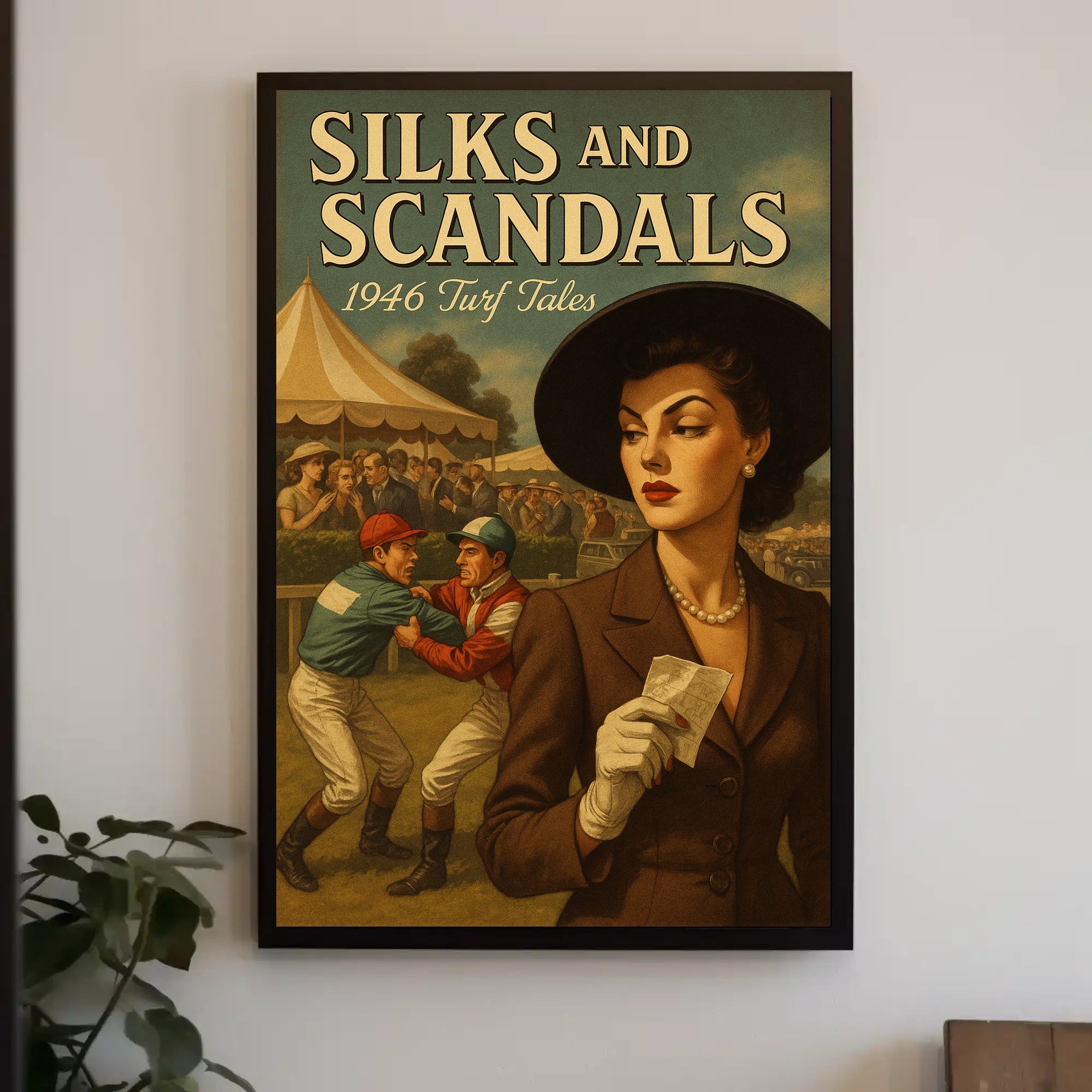 Silks and Scandals: 1946 Turf Tales Sports Poster