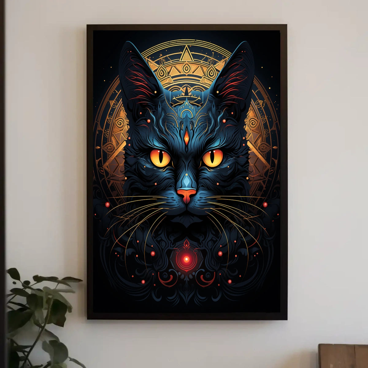 Stylized Symmetrical Cat Art Print - Animal Poster
