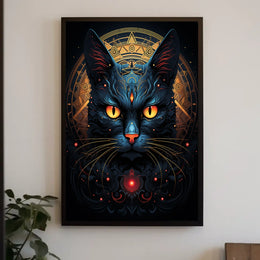 Stylized Symmetrical Cat Art Print - Animal Poster