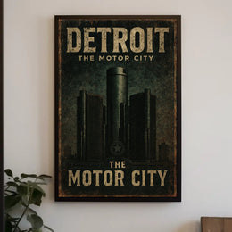 Detroit Motor City Vintage Urban or Cityscape Poster PosterGoat