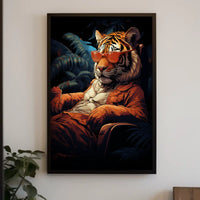 Stylized Tiger in Tropical Paradise Animal Poster