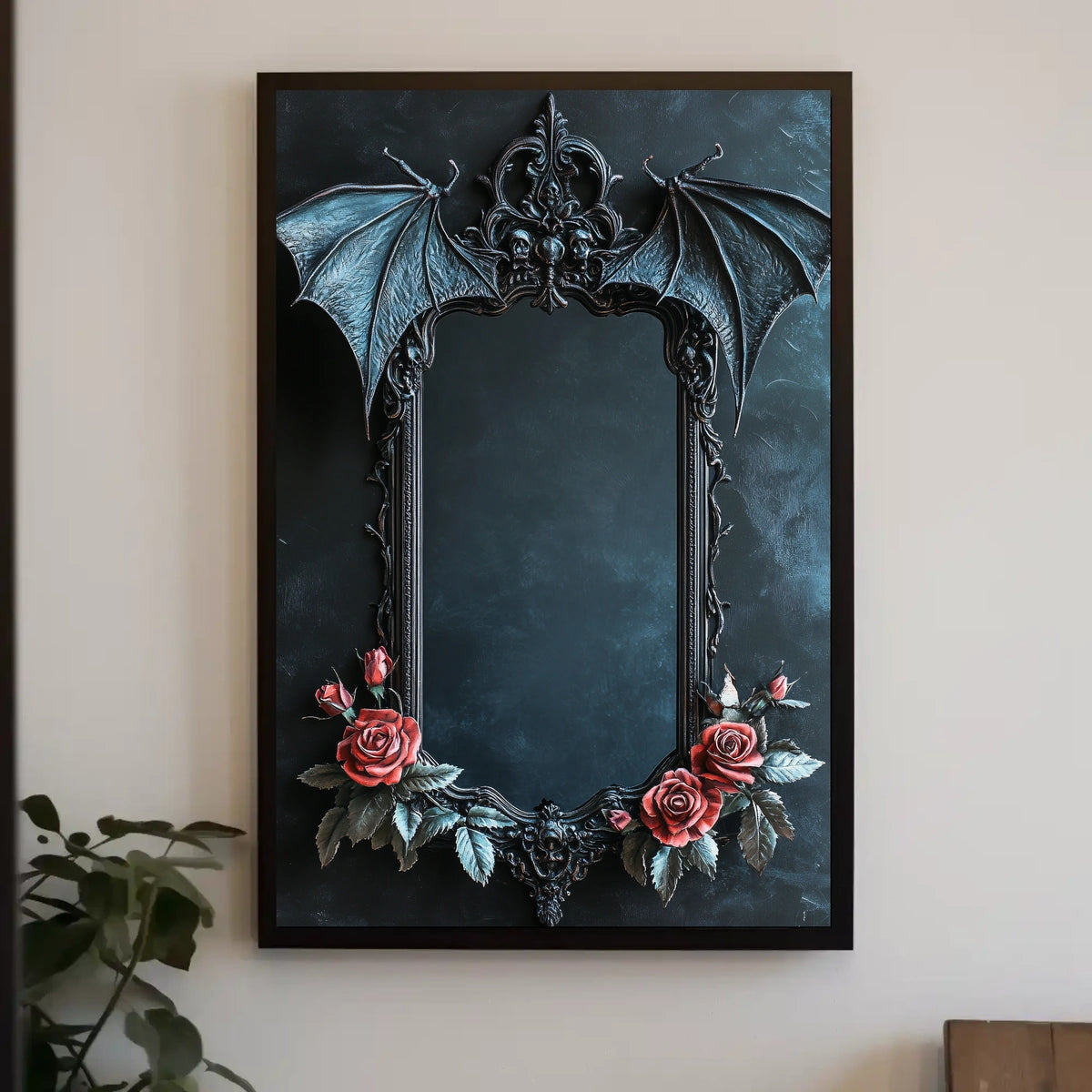 Gothic Mirror Frame with Roses Art Print Poster