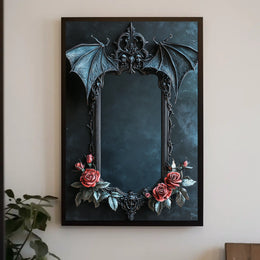 Gothic Mirror Frame with Roses Art Print Poster