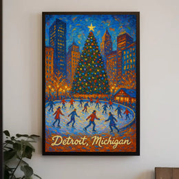 Detroit Winter Wonderland Vintage Collectors Poster