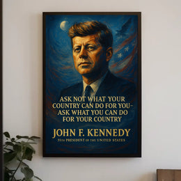 John F. Kennedy Inspirational Patriotic Poster Art