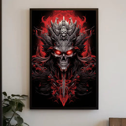 Skull with Horns Fantasy Gothic Art Poster