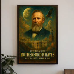 Rutherford Hayes 19th President Neoclassical Realism Vintage Patriotic Portrait Historic Iconic Poster