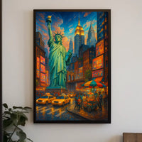Vibrant New York City Street Scene Poster Modern Wall Art