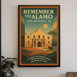 Alamo Sunset Vintage Poster: Texas Heritage Art Print