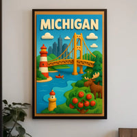 Michigan Adventure Poster Scenic Wall Art For Home Decor