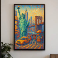 New York City Poster Abstract Mosaic Colorful Wall Art
