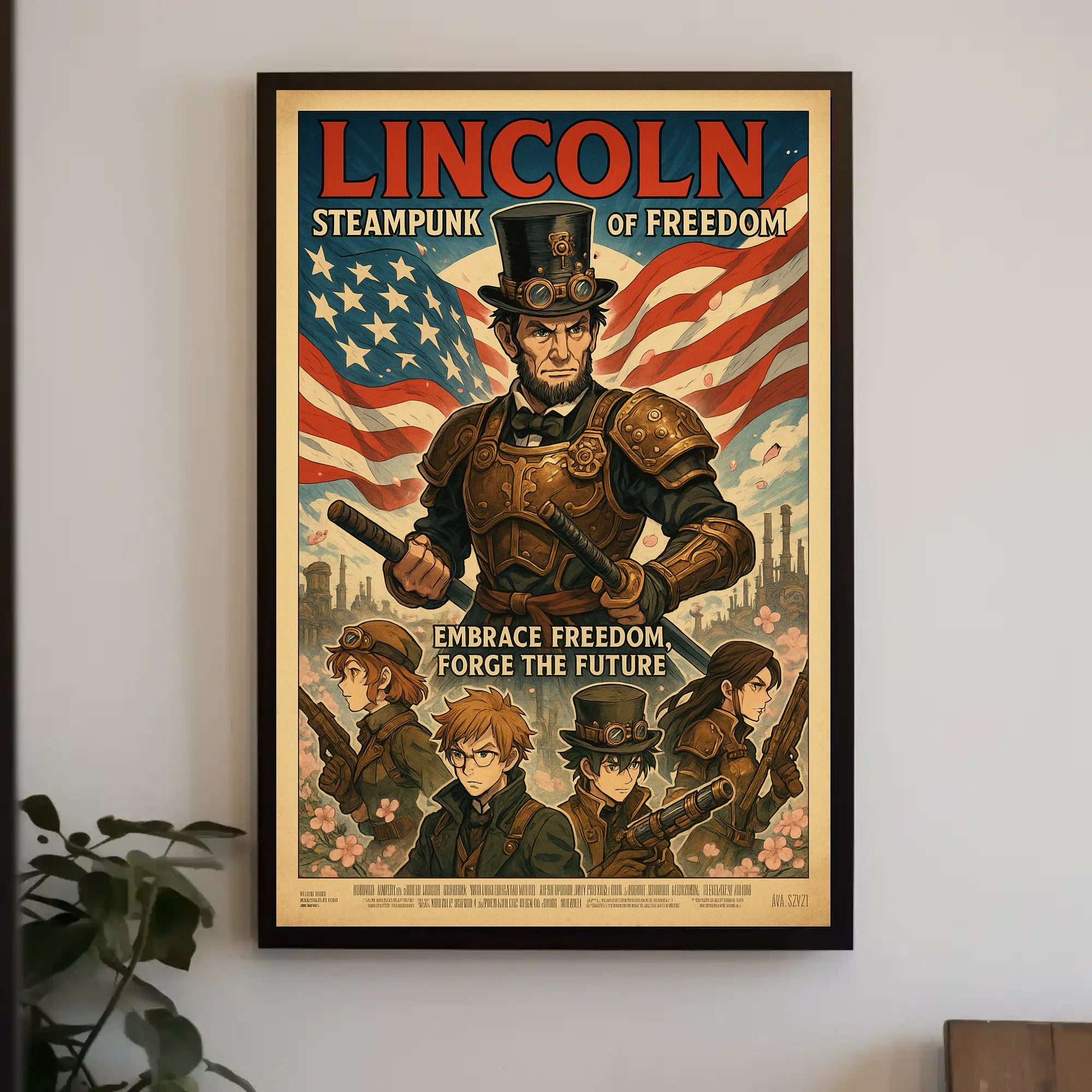 Lincoln Steampunk of Freedom Poster