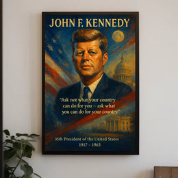 JFK Inspirational Quote Patriotic Vintage Art Poster