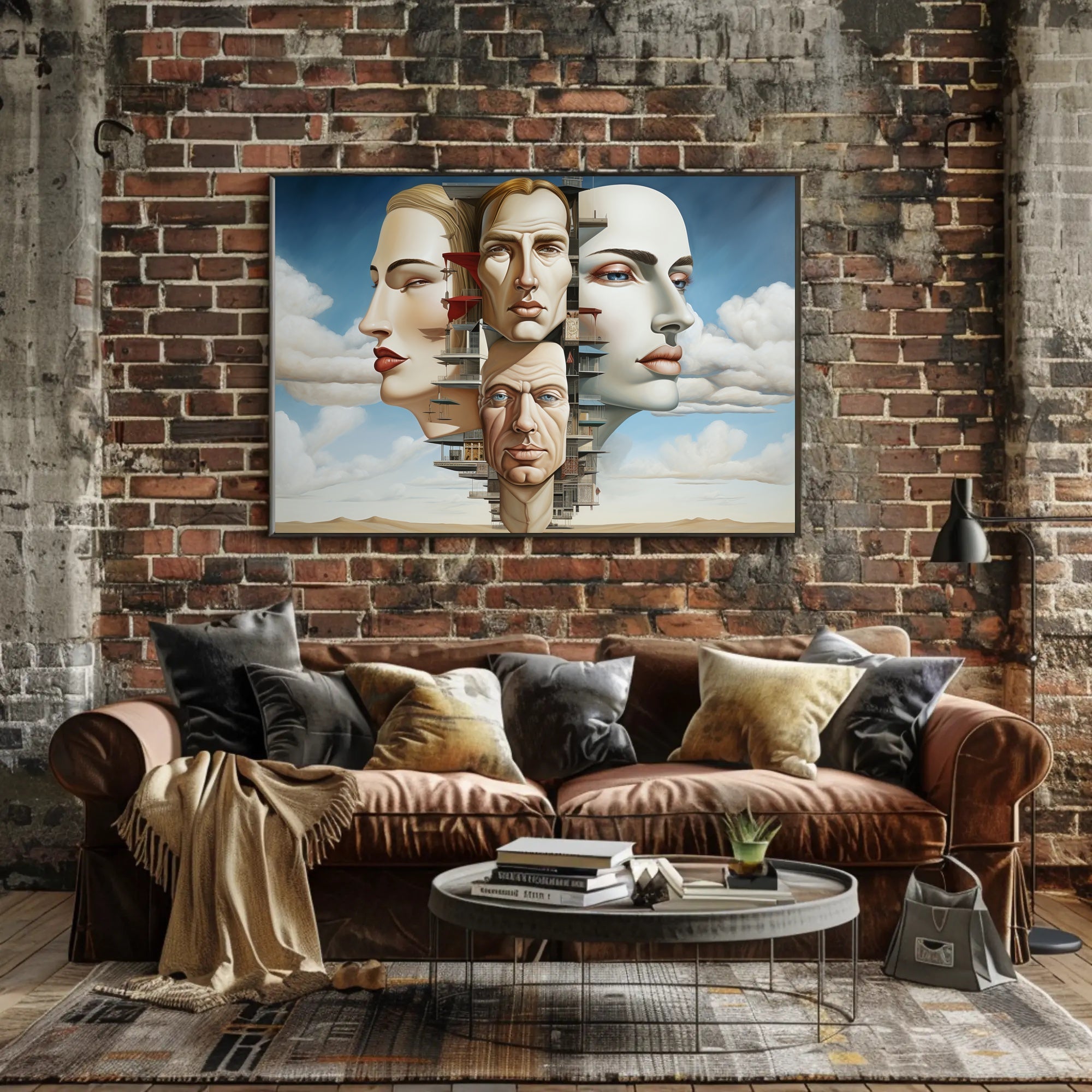 Surreal Faces Architecture Futuristic Sci-Fi Poster