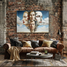 Surreal Faces Architecture Futuristic Sci-Fi Poster